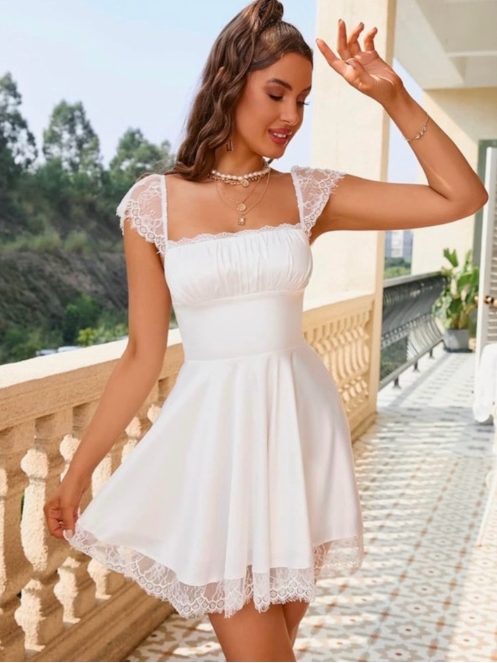 Eynmin White Lace Satin Dress NWT Size M